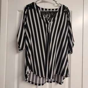 Torrid Studio Knit Lake Yoke Harper black white lace top 00